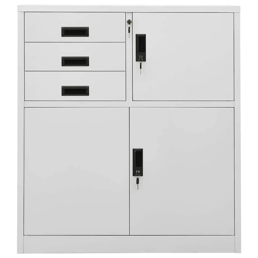 Office Storage Cabinet Grey Steel Adjustable Shelf Drawers
