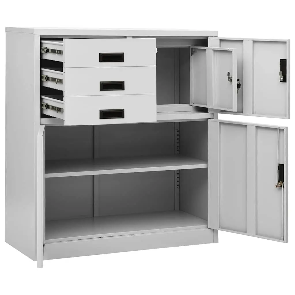 Office Storage Cabinet Grey Steel Adjustable Shelf Drawers