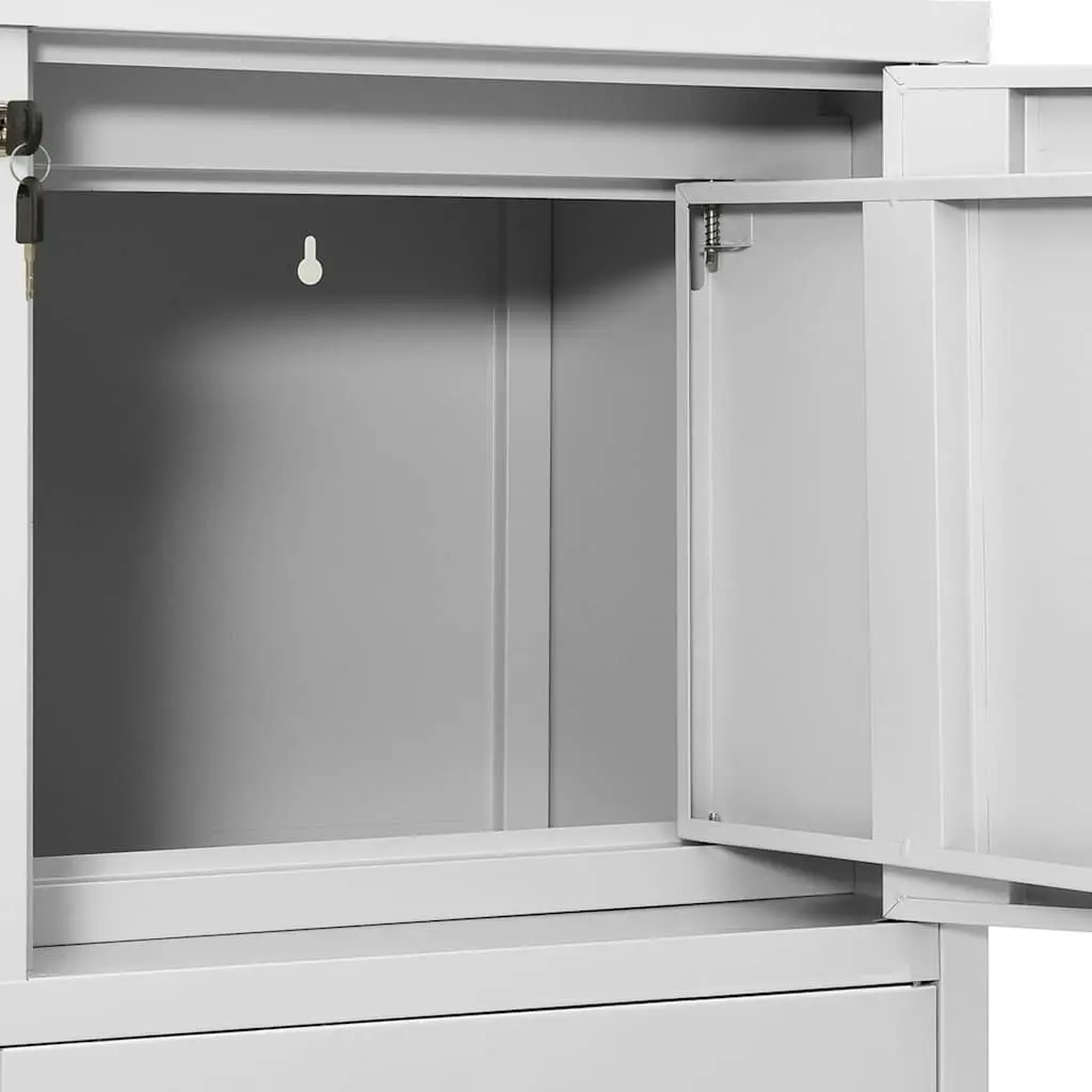 Office Storage Cabinet Grey Steel Adjustable Shelf Drawers