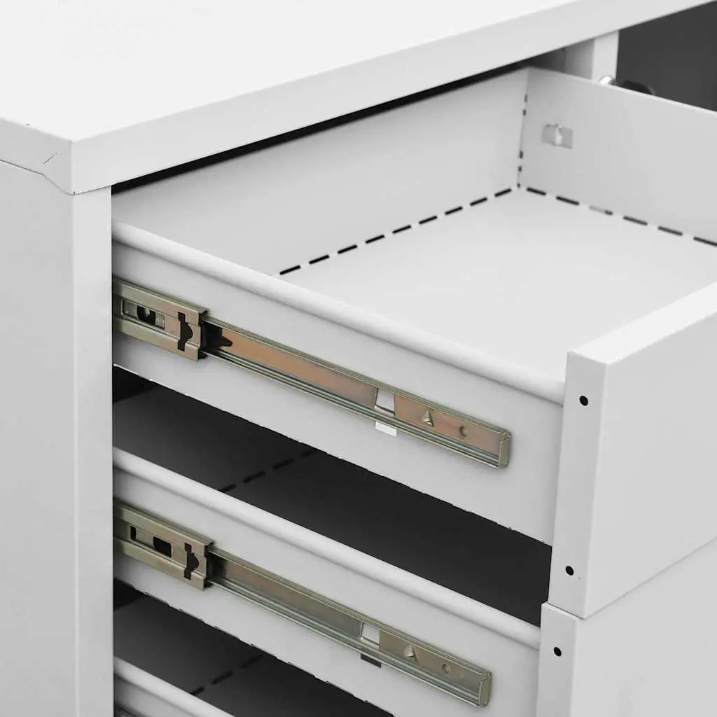 Office Storage Cabinet Grey Steel Adjustable Shelf Drawers