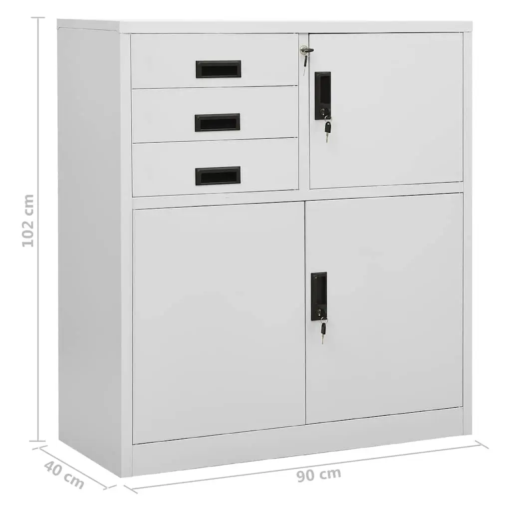 Office Storage Cabinet Grey Steel Adjustable Shelf Drawers