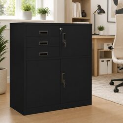 Black Steel Filing Organizer with Smooth Drawers