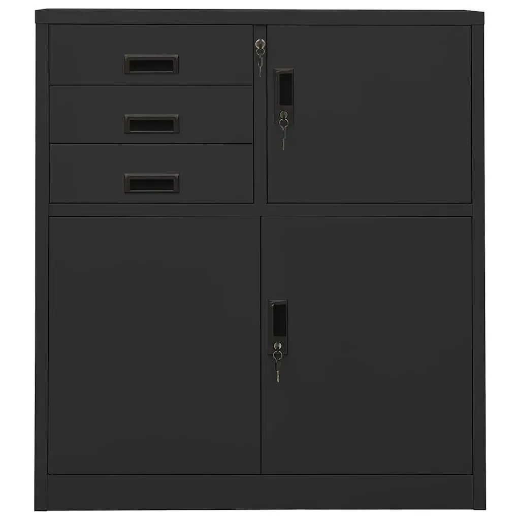 Steel Office Storage Cabinet Anthracite with Adjustable Shelves and Internal Locker 90cm x 40cm x 102cm