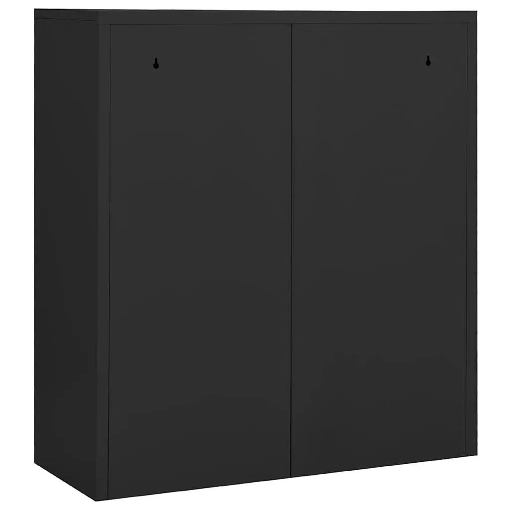 Steel Office Storage Cabinet Anthracite with Adjustable Shelves and Internal Locker 90cm x 40cm x 102cm