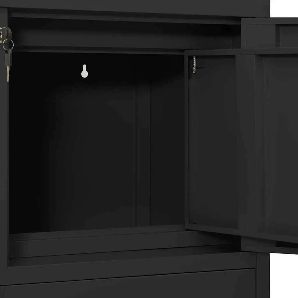 Steel Office Storage Cabinet Anthracite with Adjustable Shelves and Internal Locker 90cm x 40cm x 102cm