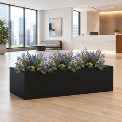Compact Anthracite Steel Planter with Modern Aesthetic