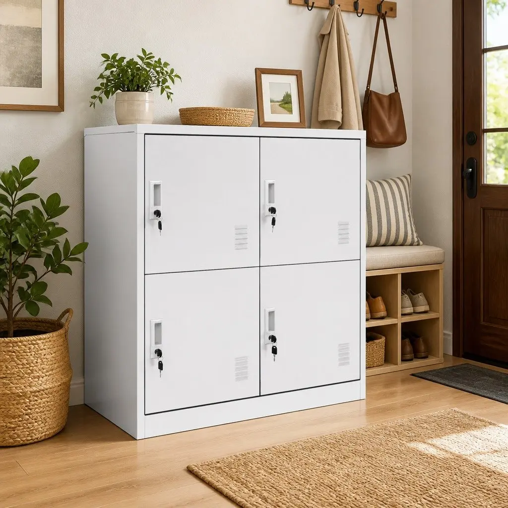 Steel Locker Cabinet Storage Grey 90x45x92.5cm Modern Design Office School