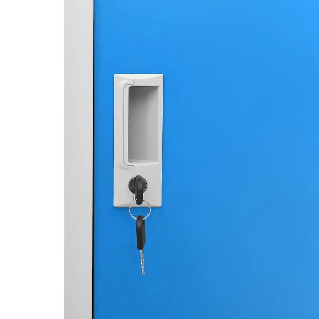Locker Cabinet Storage Steel Modern Design Grey Blue 90x45x92.5cm Office Home