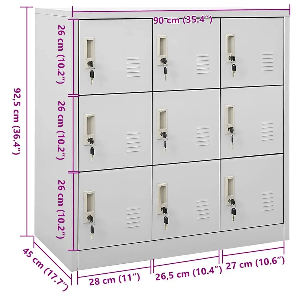 Locker Cabinet Grey Steel Organiser 90x45x92.5cm Secure Storage for Shoes Books Files Office School