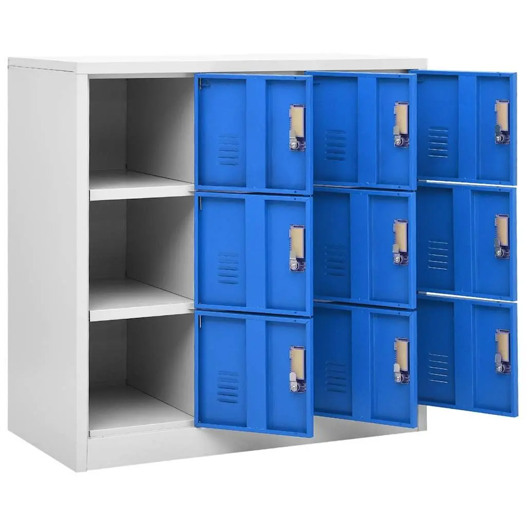 Locker Cabinet Steel Storage Organiser with Locks Blue Grey Modern Design 92.5cm