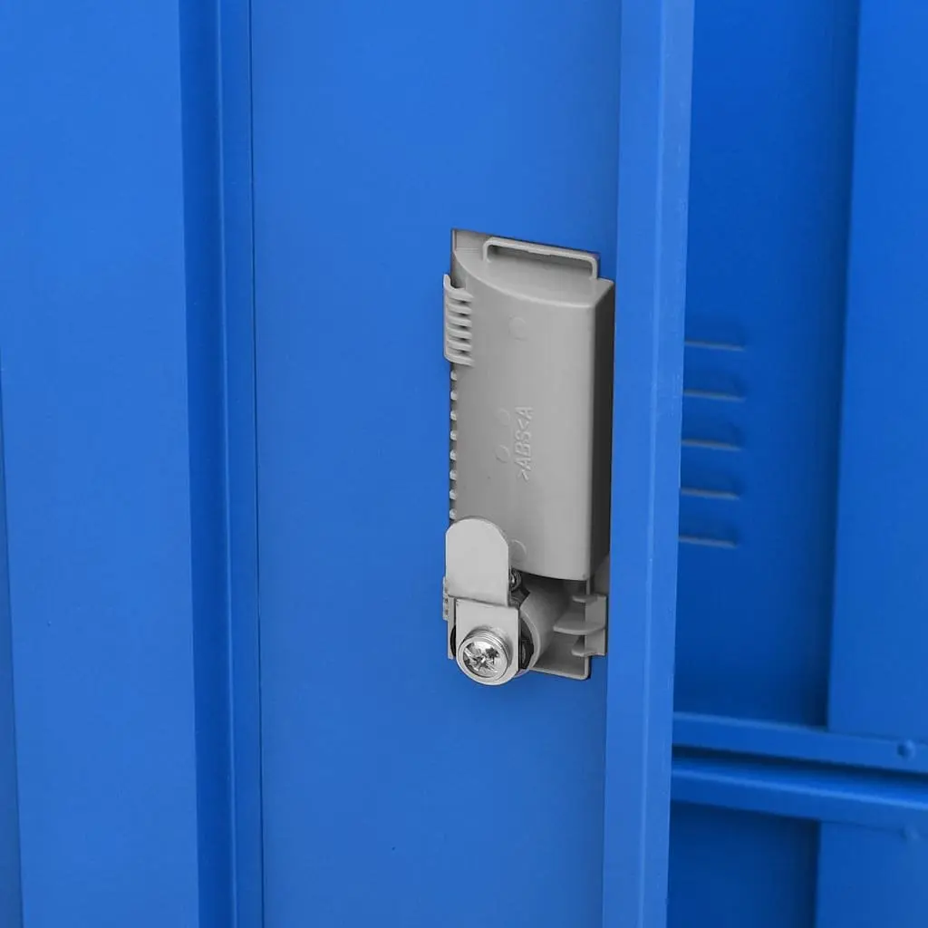 Locker Cabinet Steel Storage Organiser with Locks Blue Grey Modern Design 92.5cm