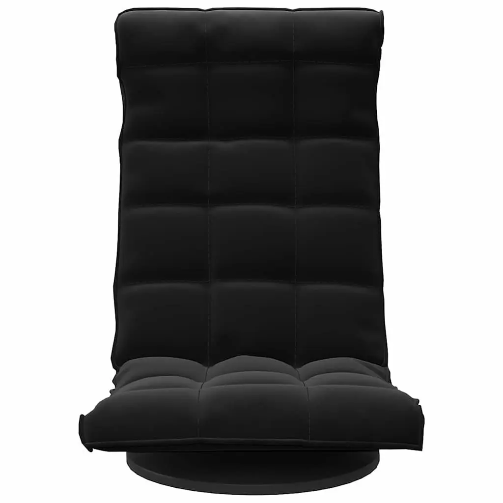 Adjustable Black Velvet Swivel Floor Chair with Padded Foam for Gaming and Reading 5 Position Comfort