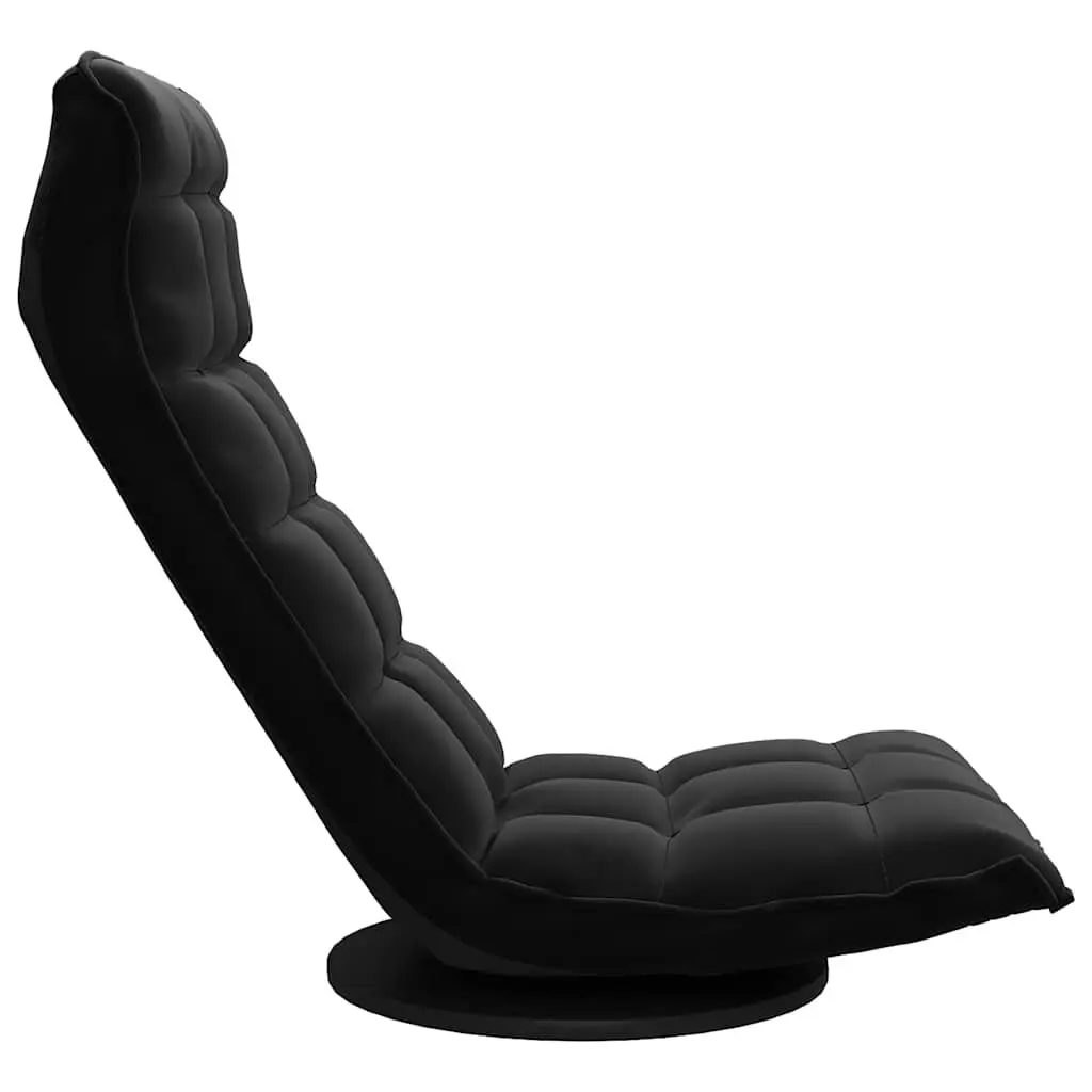 Adjustable Black Velvet Swivel Floor Chair with Padded Foam for Gaming and Reading 5 Position Comfort