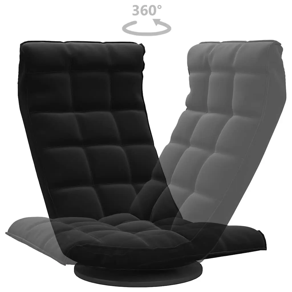 Adjustable Black Velvet Swivel Floor Chair with Padded Foam for Gaming and Reading 5 Position Comfort