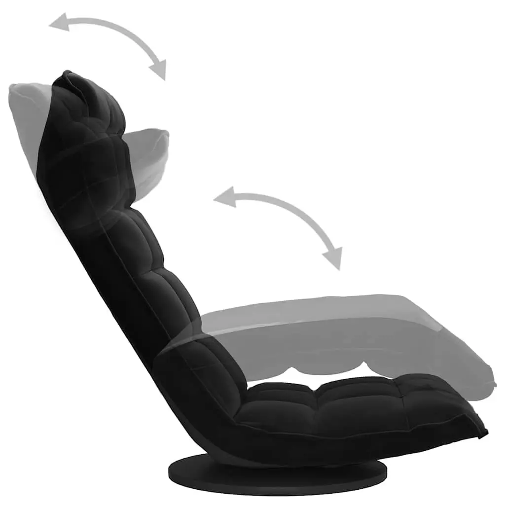 Adjustable Black Velvet Swivel Floor Chair with Padded Foam for Gaming and Reading 5 Position Comfort