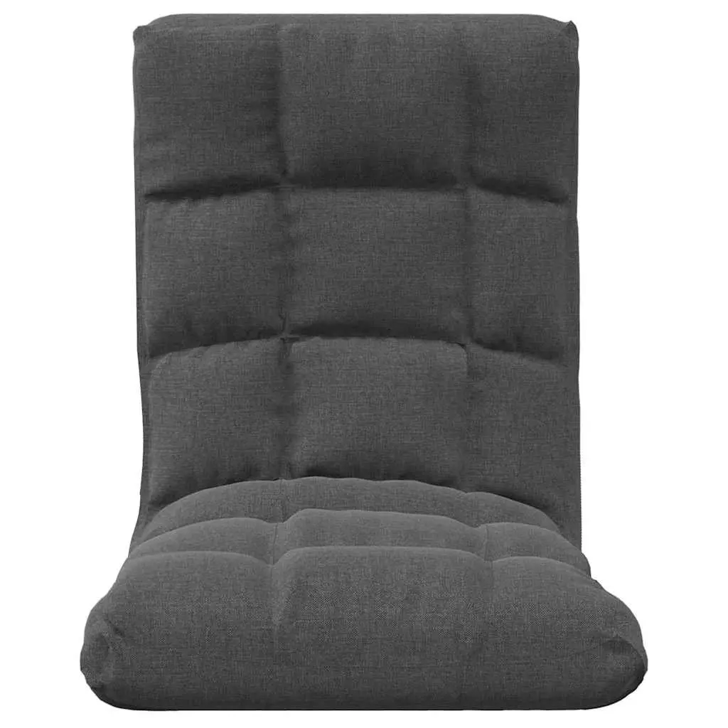 Folding Floor Chair Grey Fabric Adjustable Reclining Padded Lounger