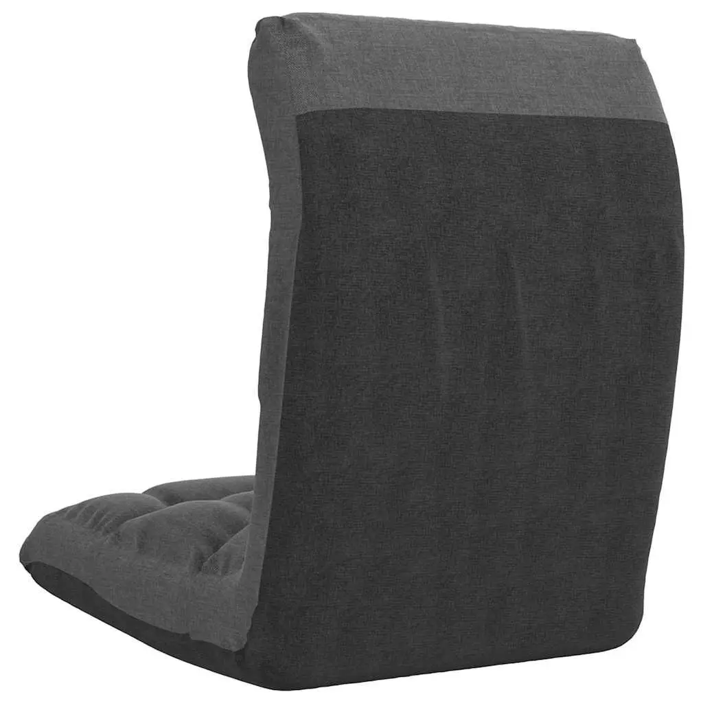 Folding Floor Chair Grey Fabric Adjustable Reclining Padded Lounger