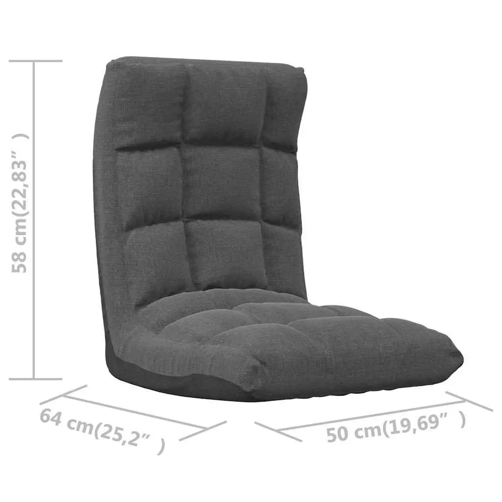 Folding Floor Chair Grey Fabric Adjustable Reclining Padded Lounger