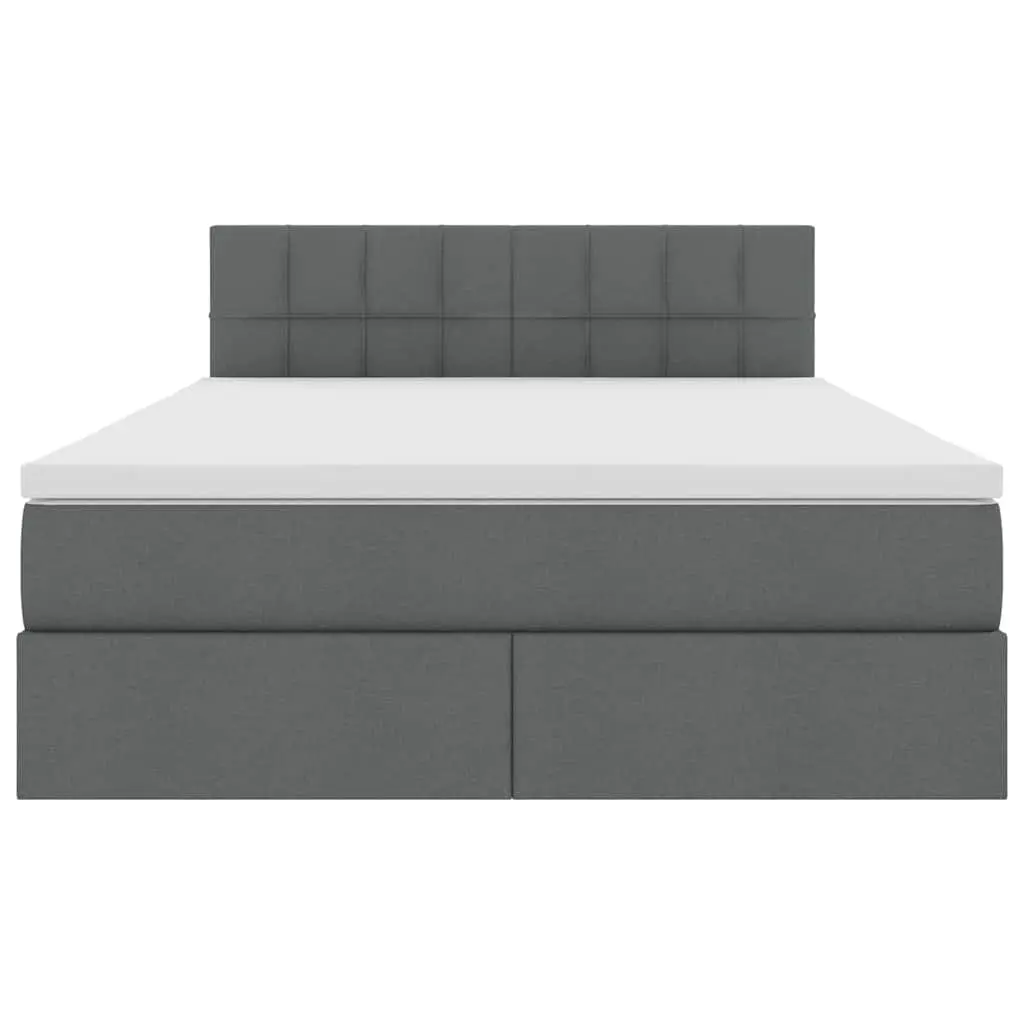 LED Storage Bed Dark Grey 152 x 203 cm Upholstered Frame with Integrated LED Lighting and Gas Lift Storage