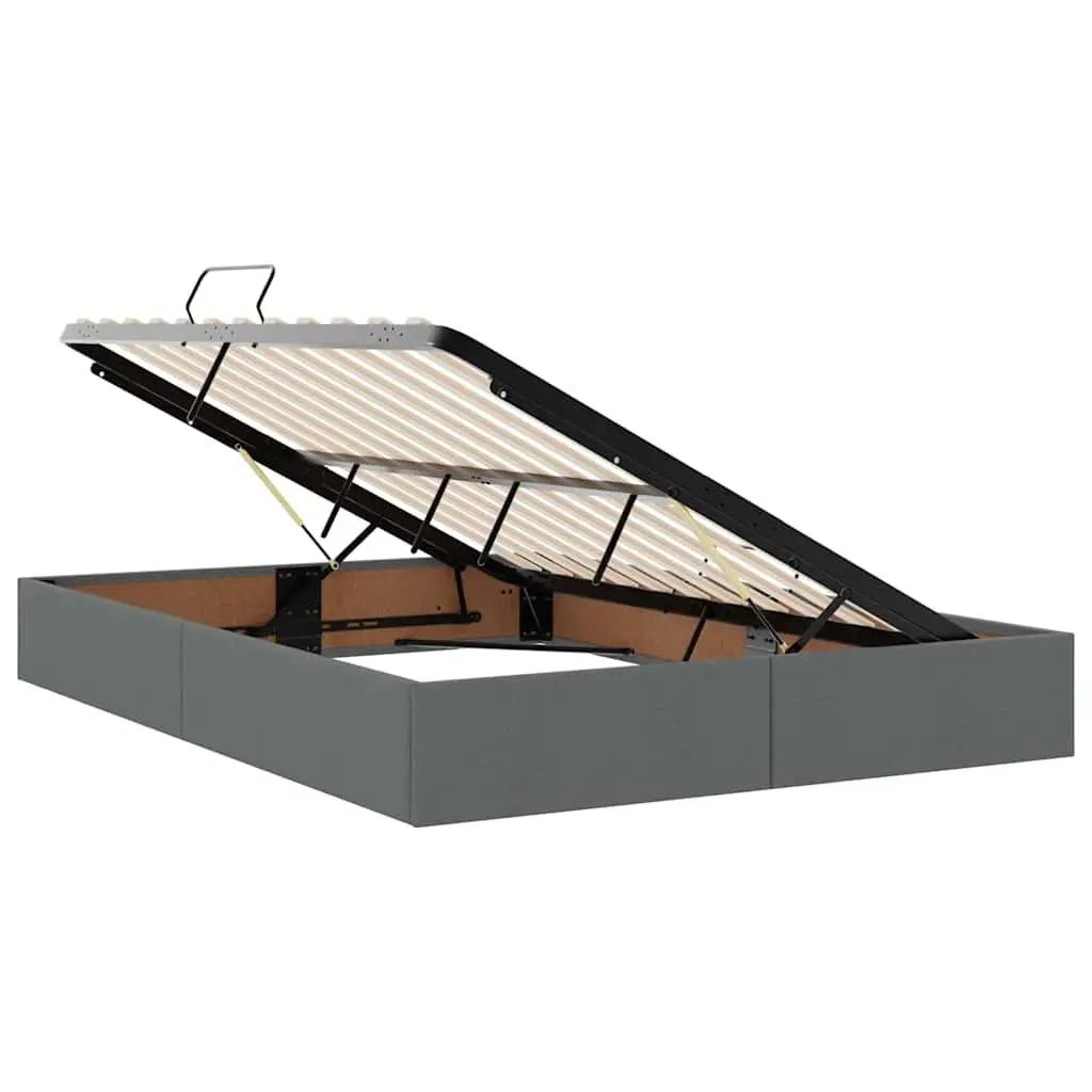 LED Storage Bed Dark Grey 152x203cm Upholstered Frame with Gas Lift and USB-Powered LED Strip Lights