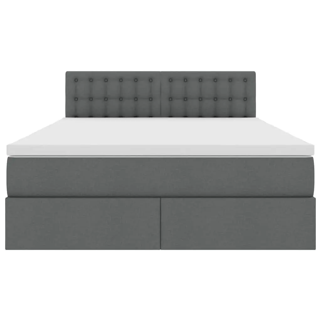 LED Storage Bed Dark Grey 152x203cm Upholstered Frame with Gas Lift and USB-Powered LED Strip Lights