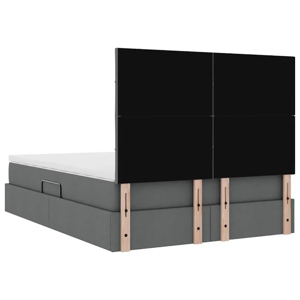 Storage Bed Grey 153 x 203 cm Hydraulic Lift Under-Bed Space