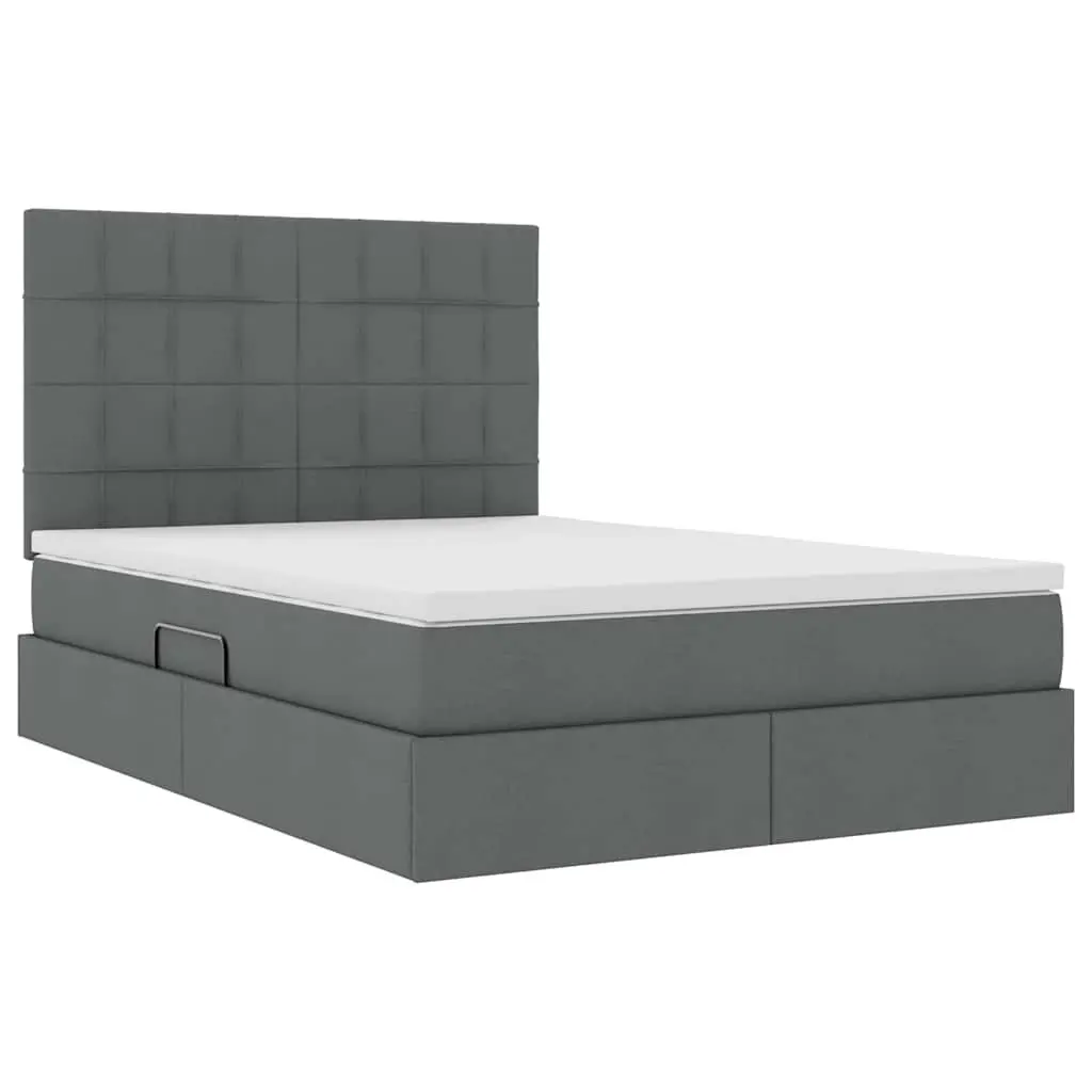 Storage Bed Grey 153 x 203 cm Hydraulic Lift Under-Bed Space