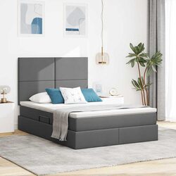 LED Storage Bed with Mattress in Dark Grey Fabric