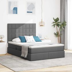 LED Storage Bed with Mattress Dark Grey Single Double Queen Size Bedroom