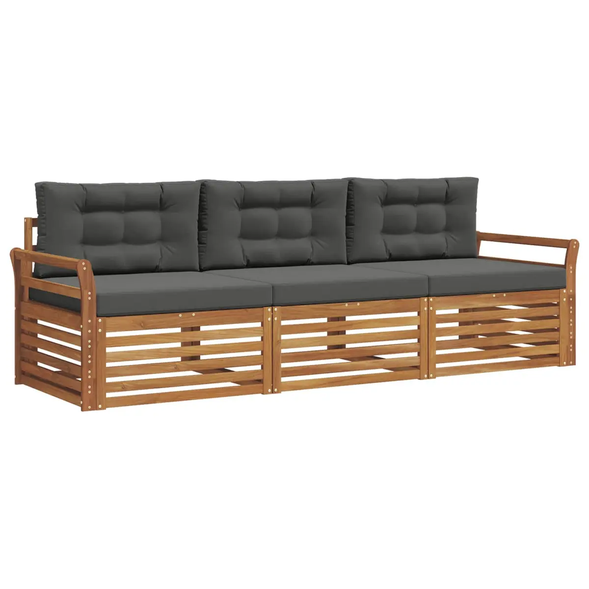 Outdoor Sofa Set 3 Pieces Natural Anthracite Garden Furniture Acacia Wood Patio