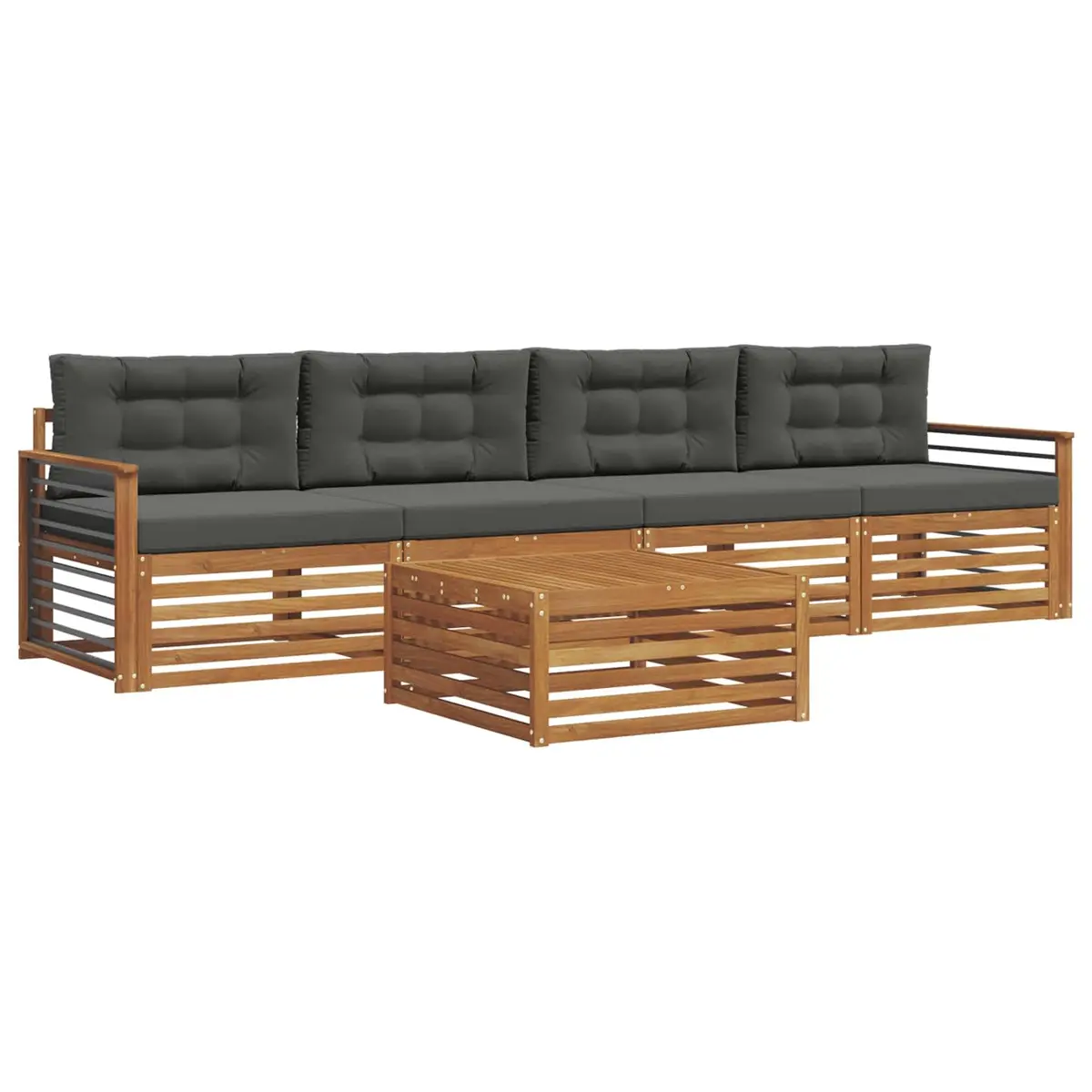 Outdoor Sofa Set 5 Pieces Garden Furniture Cushion Natural Anthracite Patio