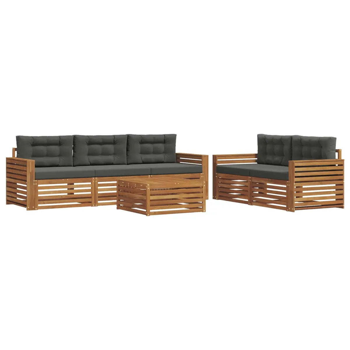 Outdoor Sofa Set 6 Piece Garden Furniture Natural Anthracite Acacia Wood Patio