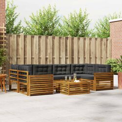 Outdoor Sofa Set 7 Piece Garden Furniture Natural Anthracite Acacia Wood Lounge