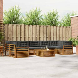 Outdoor Sofa Set 8 Pieces Garden Furniture Acacia Wood Natural Anthracite