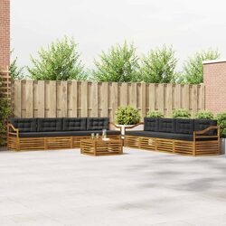Outdoor Sofa Set 9 Piece Modular Garden Furniture Natural Anthracite Acacia
