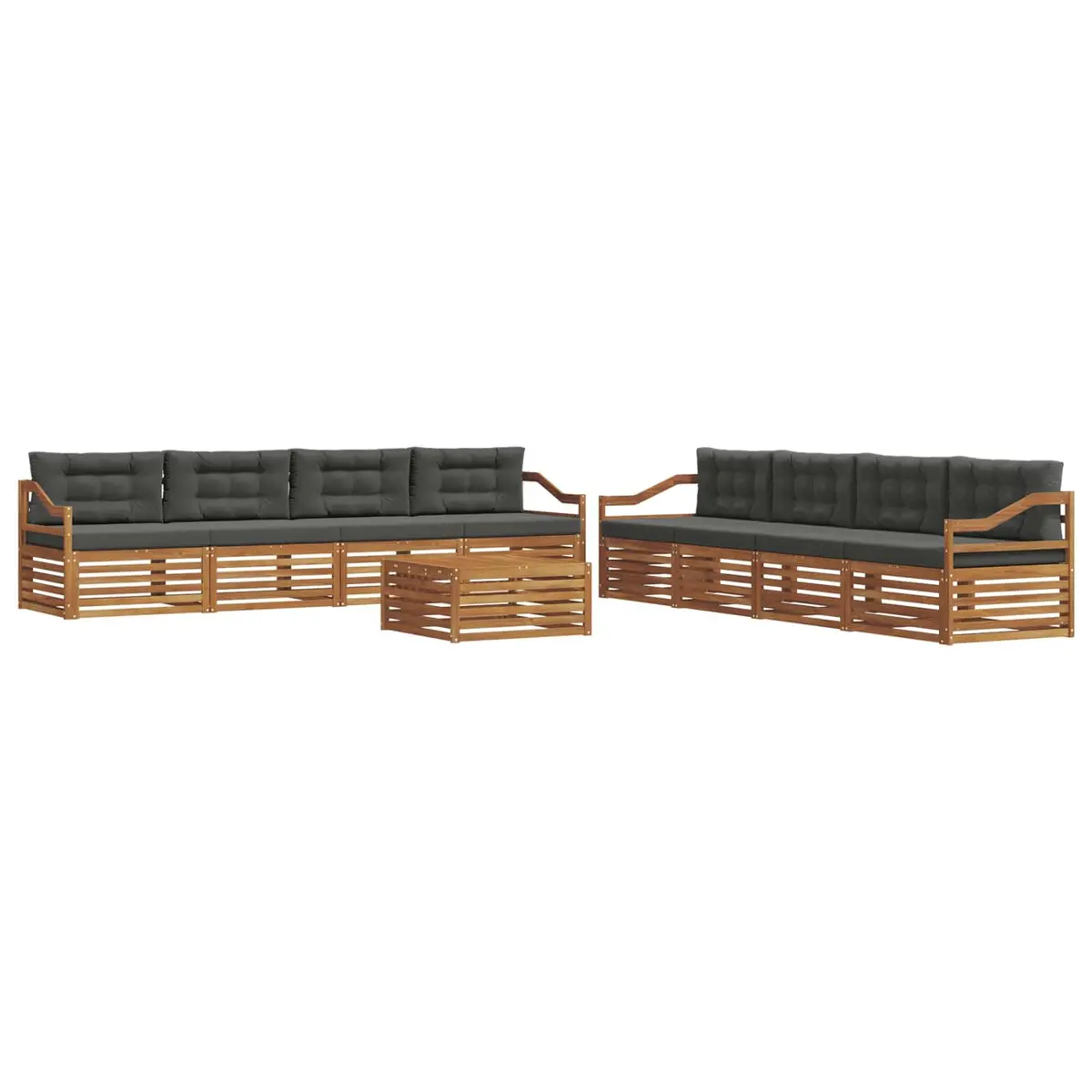 Outdoor Sofa Set 9 Piece Modular Garden Furniture Natural Anthracite Acacia