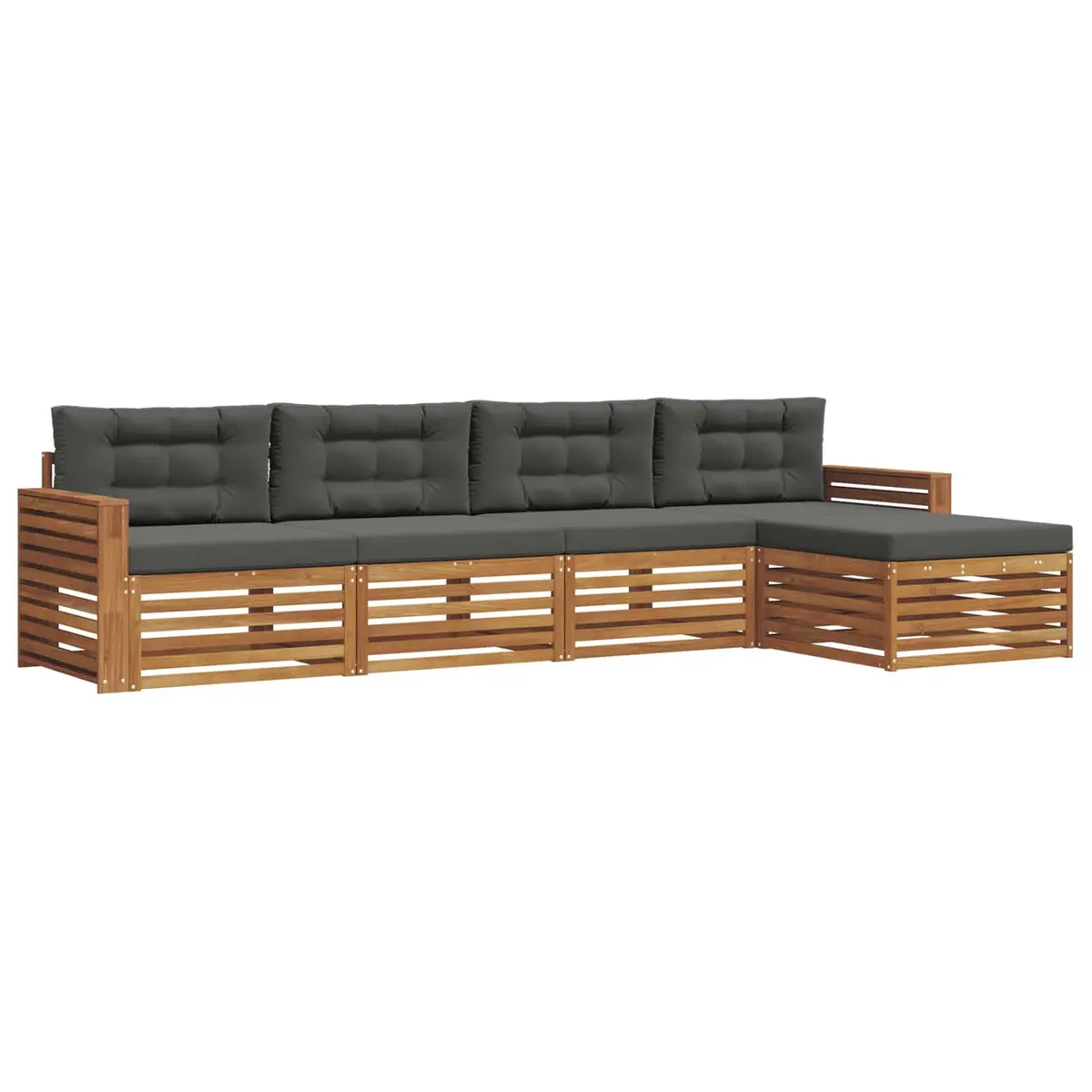 Outdoor Sofa Set Natural 5 Piece Modular Seating with Cushions