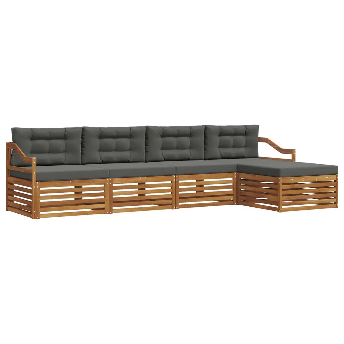 Outdoor Sofa Set 5 Pieces Garden Furniture Natural Anthracite Acacia Wood