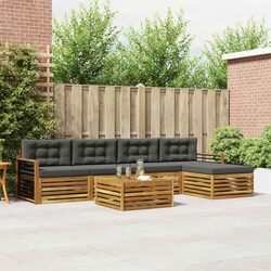 Outdoor Sofa Set 6 Piece Garden Furniture Patio Lounge with Cushions Brown