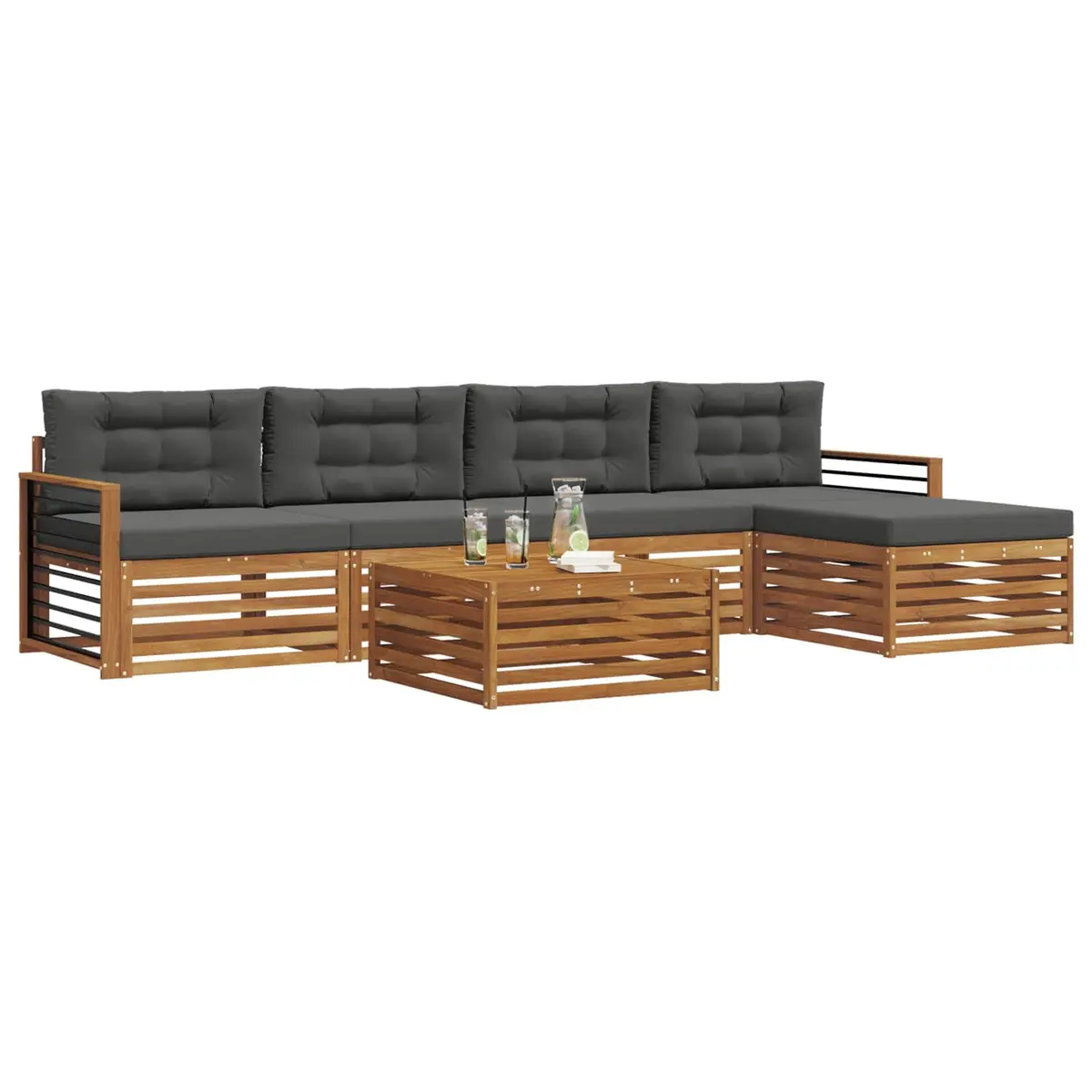 Outdoor Sofa Set 6 Piece Garden Furniture Patio Lounge with Cushions Brown