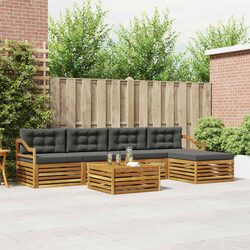 6-Piece Acacia Wood Outdoor Sofa Set - Compact and Functional