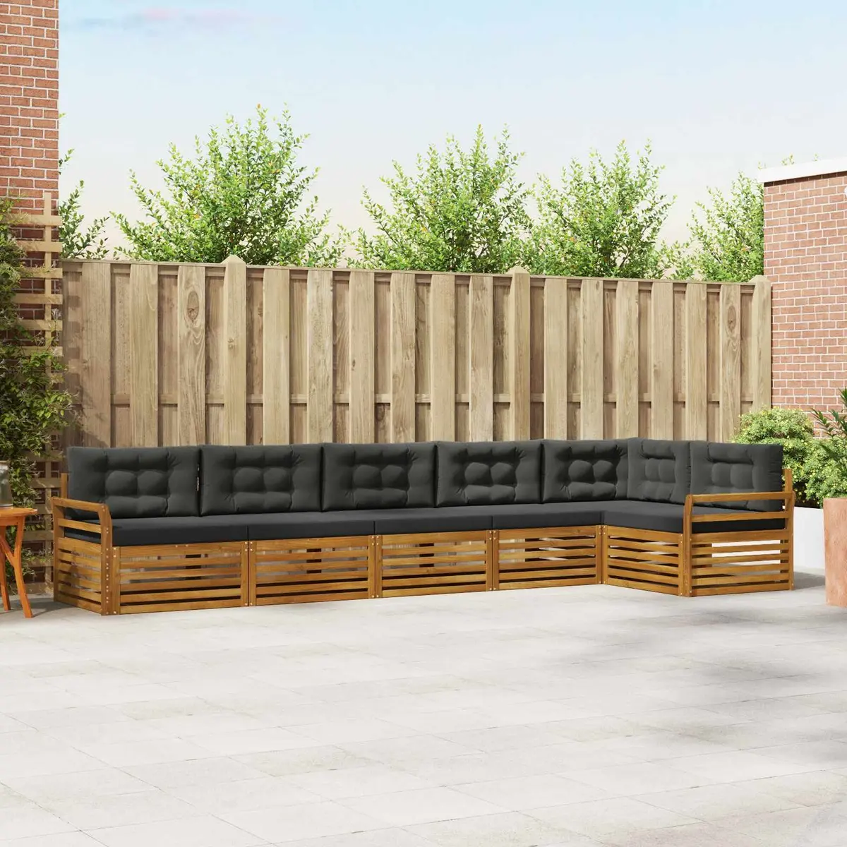 Outdoor Sofa Set Brown 6 Piece Modular Acacia Wood with Cushions
