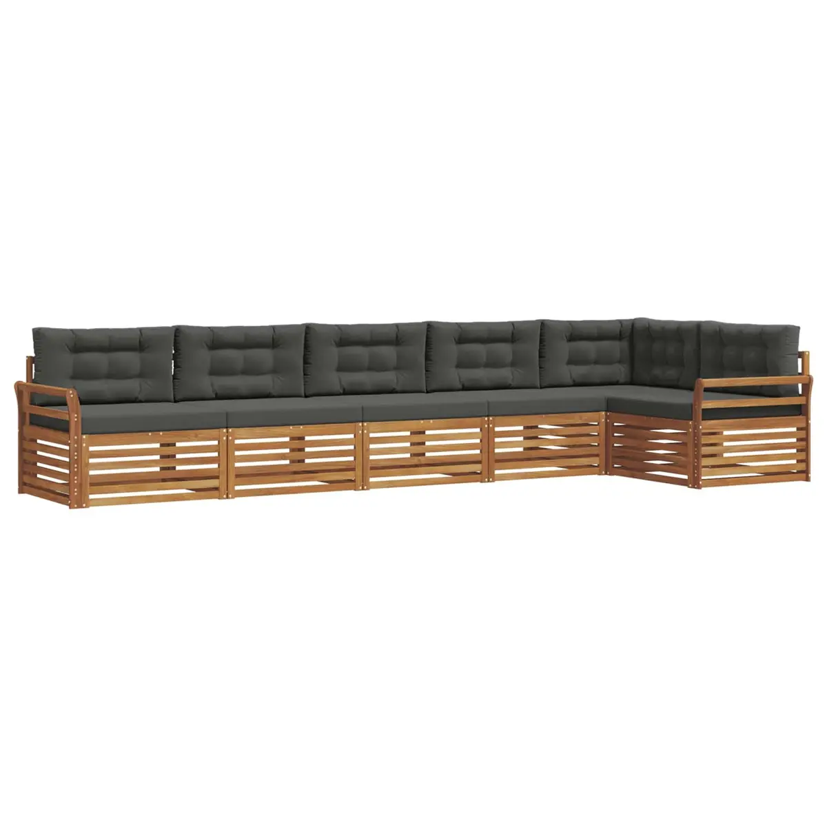 Outdoor Sofa Set Brown 6 Piece Modular Acacia Wood with Cushions