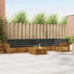 Outdoor Sofa Set 7 pcs Modular Garden Furniture Acacia Wood with Cushions