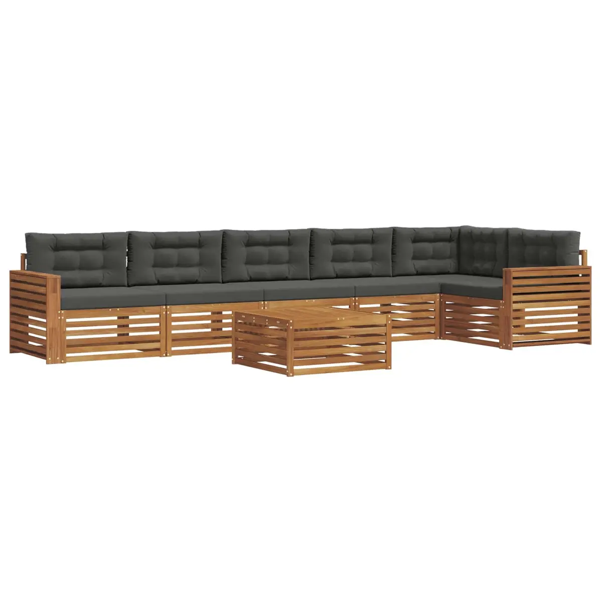 Outdoor Sofa Set 7 pcs Modular Garden Furniture Acacia Wood with Cushions