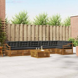 Outdoor Sofa Set 7 Piece Modular Garden Furniture with Cushions Acacia Wood