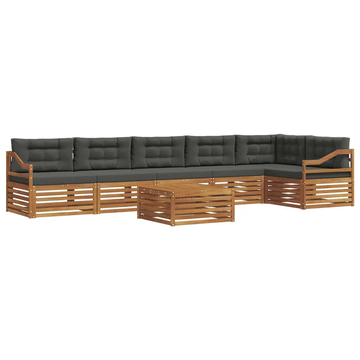 Outdoor Sofa Set 7 Piece Modular Garden Furniture with Cushions Acacia Wood