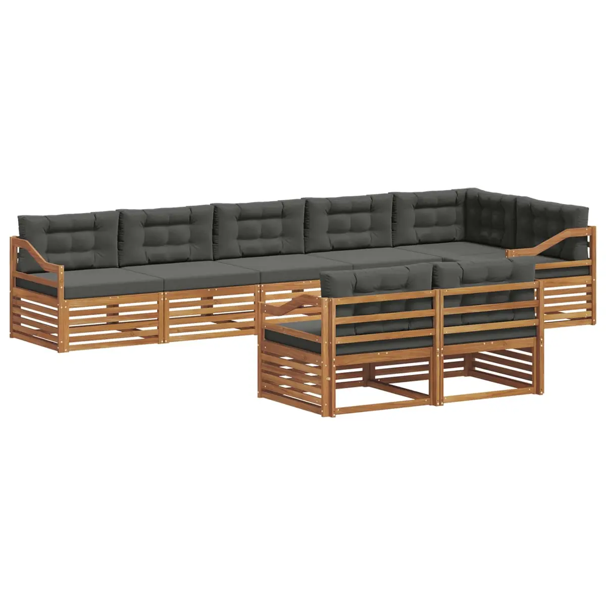 Outdoor Sofa Set Brown 8 Pieces Modular Acacia Wood with Cushions