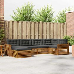 Outdoor Sofa Set 6 pcs Garden Furniture with Cushion Natural Anthracite