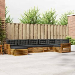 Outdoor Sofa Set 7 Piece Garden Furniture Acacia Wood with Cushion Brown